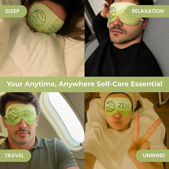 Body Restore Heated Eye Mask for Dry Eyes 5 Pack - Self Heating Warm Compress, Christmas Stocking Stuffers, White Elephant, Birthday Gifts for Women, Men, Stye Eye Treatment, Relaxation - Green Tea