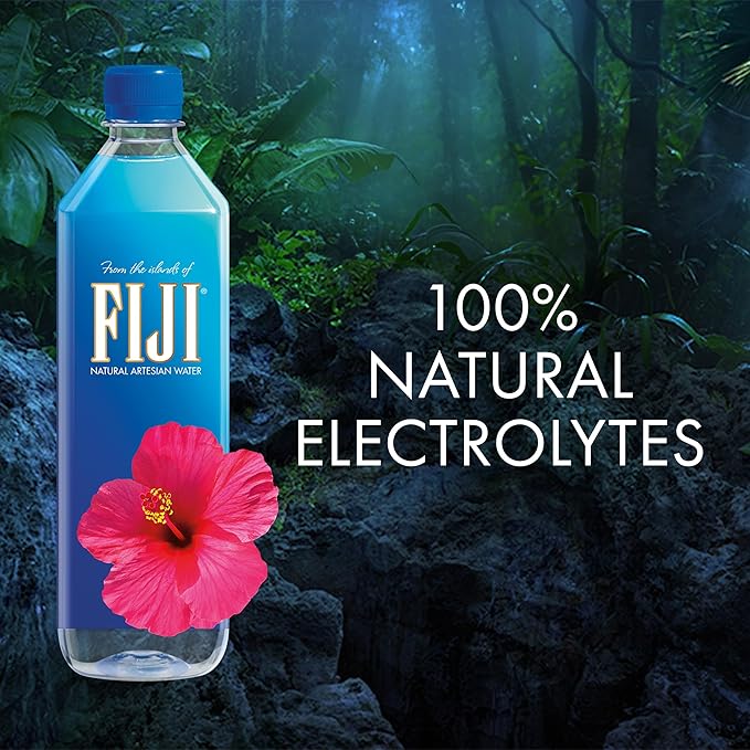 FIJI Natural Artesian Bottled Water 700mL / 23.7 Fl Ounce (Pack of 12) - 100% Natural Electrolytes
