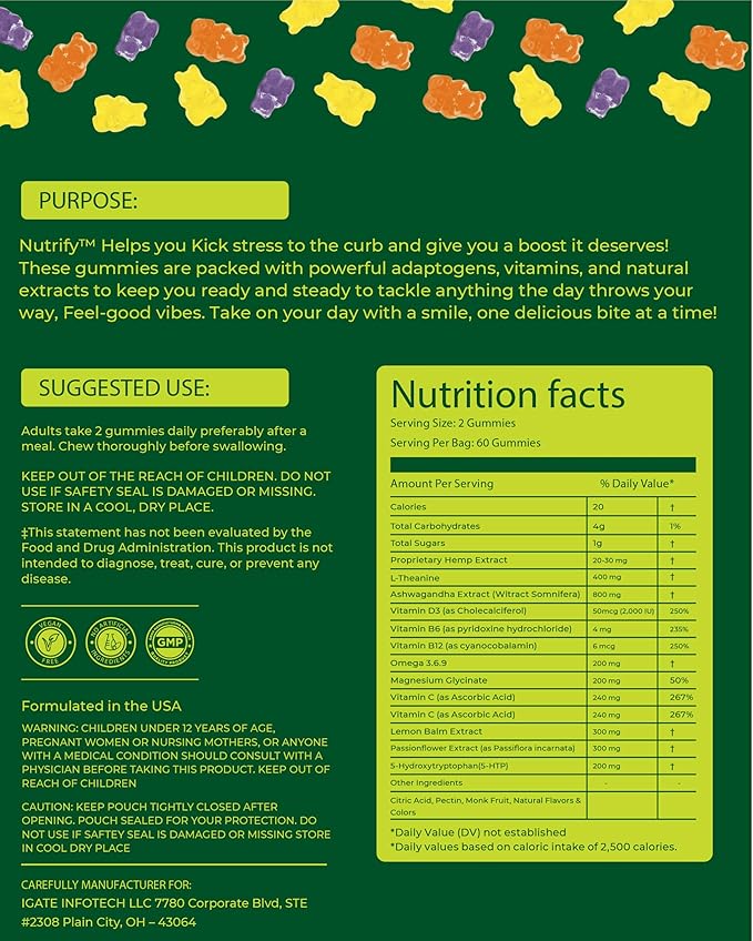 120 Hemp Gummies Natural Strawberry Flavor Hemp Extract, Infused with Omega 3, 6, and 9, Plus Essential Vitamins to Promote General Wellness