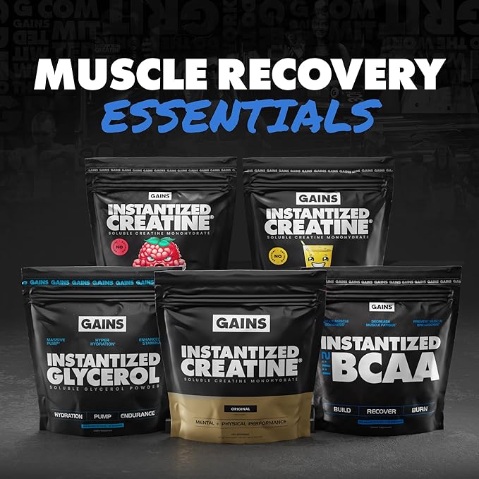Gains in Bulk BCAA Powder, Pre Workout Plant Based Branch Chain Amino Acids, Gluten Free, Vegan Supplement with Keratin for Endurance & Strength During & Post Workout, Unflavored, 30 Servings