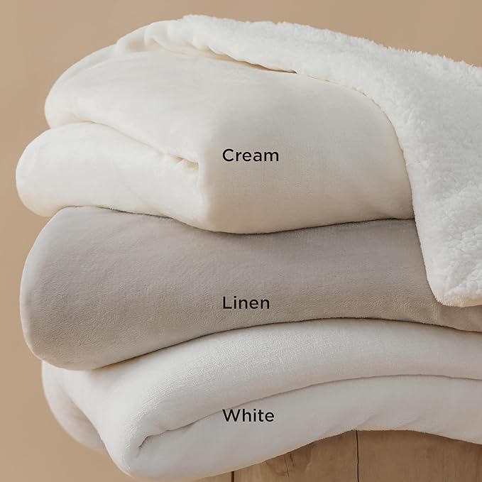 Bedsure GentleSoft Sherpa Fleece Blankets King Size for Bed - Thick and Warm, Soft Fuzzy Plush King Blanket for Winter, Cream, 108x90 Inches