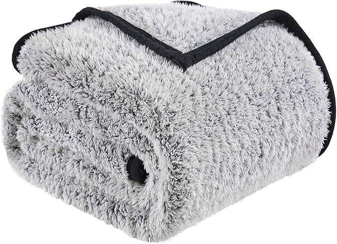 EMME Fuzzy Blanket Soft Fleece Throw Blankets for Women, Fluffy Sherpa Throws(Black,50"x60")