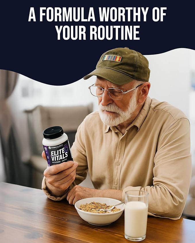 Elite Vitals – Mens Daily Multivitamins with Vitamin B12, Gluten Free Immune Support Supplement for Prostate, Joint & Energy with Zinc, Green Tea, +20 Essential Vitamins – 60 Caps