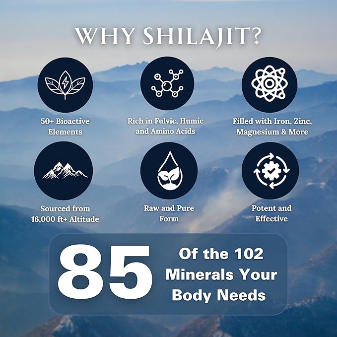 Pure Shilajit Resin Dry Drops - High Potency, Grade A, 100% Pure & Natural with Fulvic Acid & 85+ Trace Minerals | Better Energy Metabolism & Immune Support | 120 Easy-to-Take Tablets for Men & Women
