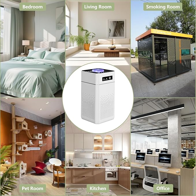 KEPEAK Hepa Air Purifiers for Home Large Room Up to 1290 Ft², Air Cleaner with H11 True Hepa 3-in-1 Filter, Small Portable Air Purifier for Home Pets, Bedroom, Dorm Room, Car, Desk