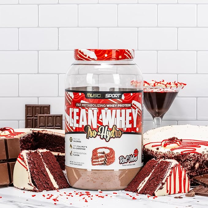 Musclesport Lean Whey Revolution™ Protein Powder - Whey Protein Isolate - Low Calorie, Low Carb, Low Fat, Incredible Flavors - 25g Protein per Scoop - 2lb Red Velvet