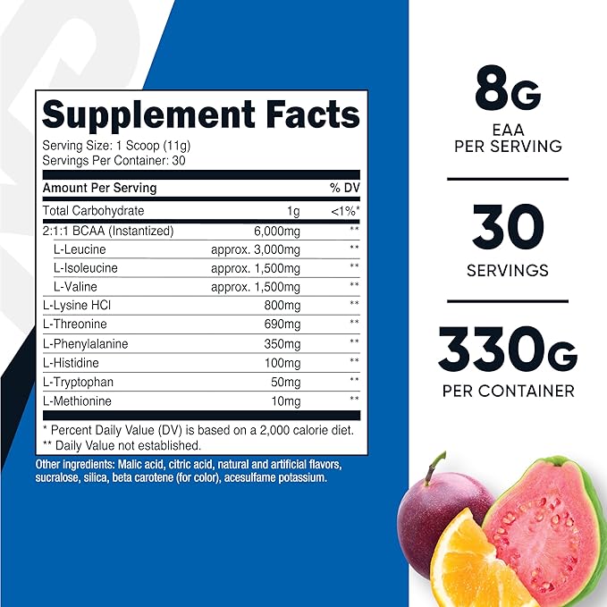 Nutricost EAA Powder 30 Servings - Passion Fruit, Orange, and Guava (POG) - Essential Amino Acids - Non-GMO, Gluten Free, Vegetarian Friendly