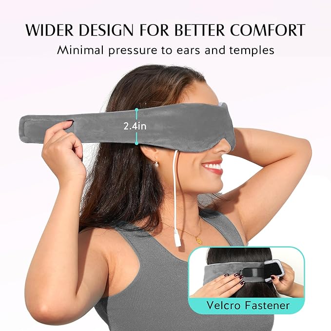 YFONG Heated Eye Mask, Warm Eye Compress Mask for Dry Eyes, USB Electric Heating Pad with Temperature & Timer Control, Dry Sleep Mask for Relax & Reduce Strain Dark Circle Stye Treatment, Grey