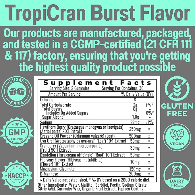 SHIZAM Vaginal Urinary Tract Yeast Candida pH Support Sugar Free Gummies w Oil of Oregano Uva Ursi Cranberry D-Mannose Hawthorne Berry, Vaginal Probiotics Suppositories Wash Cleanse Alt