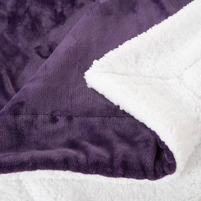 SOCHOW Sherpa Fleece Throw Blanket, Double-Sided Super Soft Luxurious Plush Blanket Throw Size, Aubergine, 50x60 inches