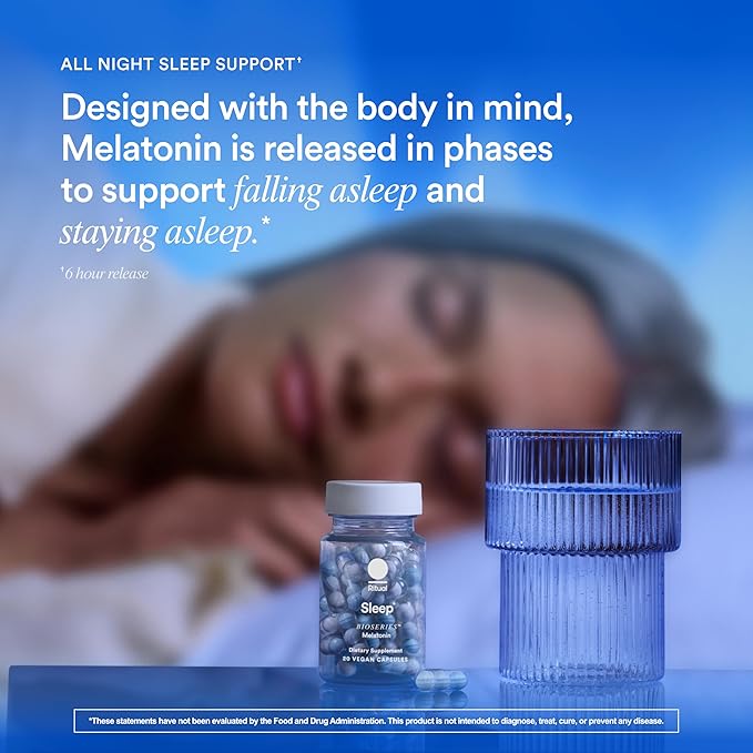 Ritual Sleep BioSeries Melatonin – Time-Released Sleep Aid for Adults – Vegan, Drug-Free Supplement – 20 Capsules