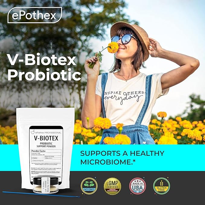 V-Biotex - Pure L. Crispatus Probiotic Powder | Vaginal Probiotic | Promotes Vaginal & Urinary Health | Yeast Infection & Bacterial Vaginosis Support | 240 Doses