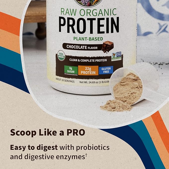 Garden of Life Protein Powder, Vegan Protein Powder, BCAA, Probiotics & Digestive Enzymes, Gluten & Lactose Free, Chocolate,1.5 LB