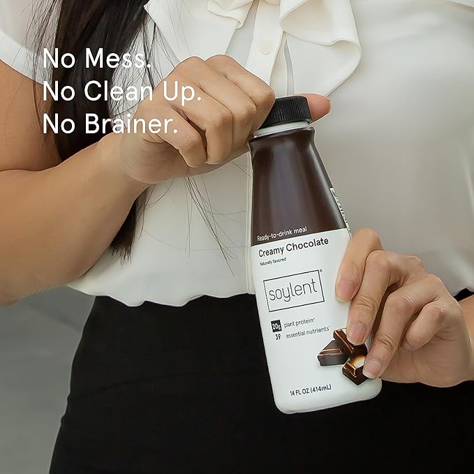 Soylent Chocolate Meal Replacement Shake, Contains 16g Complete Vegan Protein, Ready-to-Drink, 11oz, 24 Pack