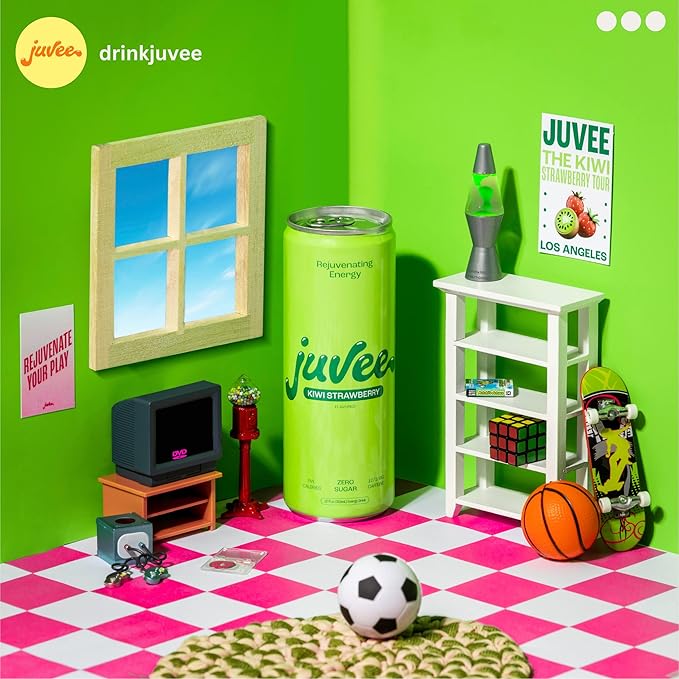 Juvee Energy Drink 0 Sugar 5 Calories (Pack of 12) (KIWI STRAWBERRY)