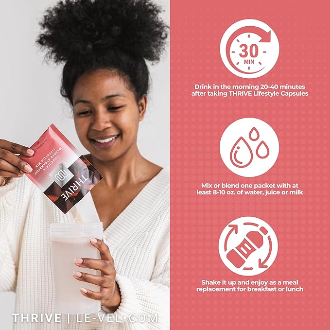 THRIVE Protein Shake | 16 Packets (35g Each) | Gluten-Free, Pea Protein Blend, Probiotics, Fiber & Digestive Enzymes | Supports Lean Muscle (16 Packets (Single Servings), Chocolate Covered Strawberry)