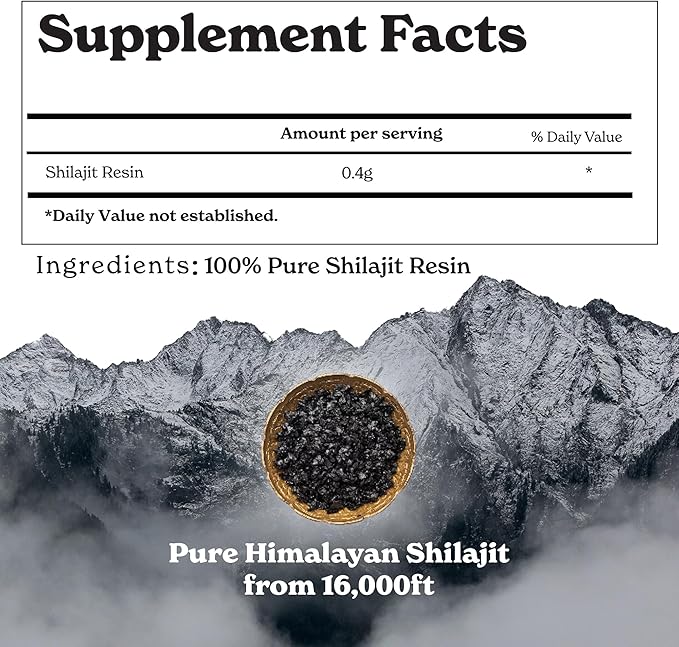 Pure Himalayan Shilajit Resin | High Potency for Men & Women | 75 Servings for Stamina and Muscle Building, 85+ Trace Minerals, 75% Fulvic Acid, with Lab Test Report, 400mg