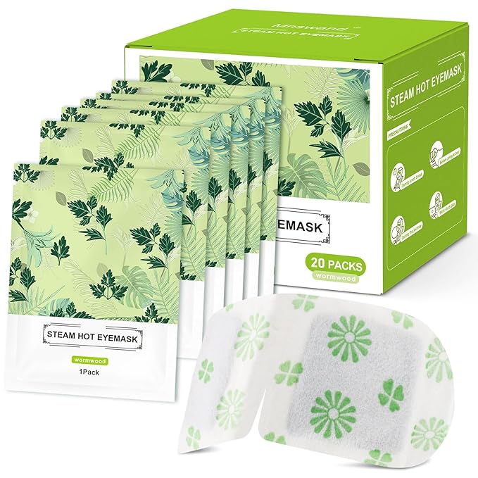 20 Packs Steam Eye Mask, Wormwood Steam Eye Masks Disposable, Self-Heating Relief Heated Eye Mask for Fatigue, Perfect for Home, Sleep, Spa & Travel