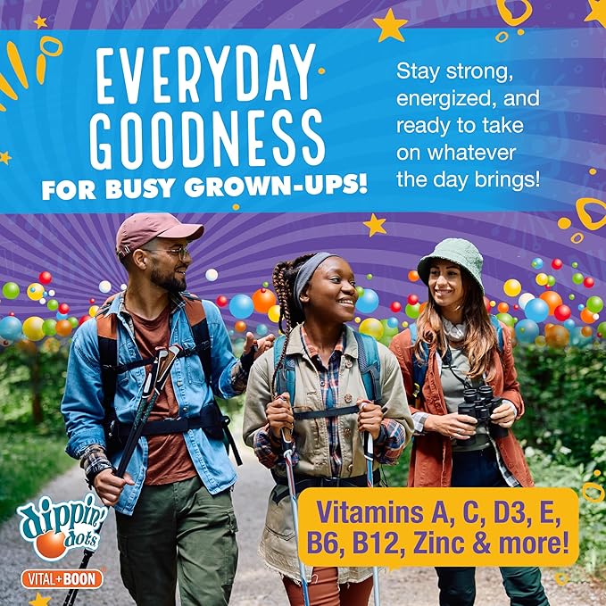 Dippin' Dots - Multivitamin Gummies for Adults - Gummy Vitamins with Vitamin A, B6, C, D3, E & Folic Acid - Vegetarian, Non-GMO, Gluten-Free (60 Count)