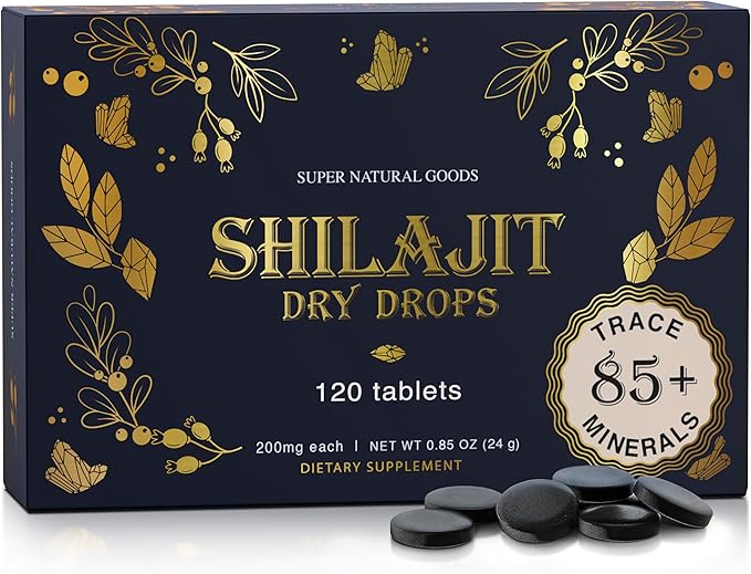 Pure Shilajit Resin Dry Drops - High Potency, Grade A, 100% Pure & Natural with Fulvic Acid & 85+ Trace Minerals | Better Energy Metabolism & Immune Support | 120 Easy-to-Take Tablets for Men & Women