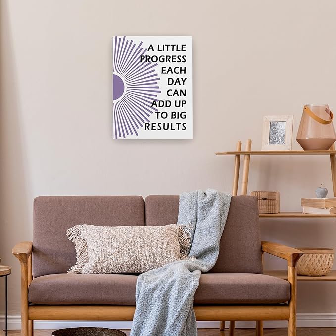Pugwak Positive Affirmations Wall Decor Canvas Prints - Motivational Wall Art Framed Canvas Sun Inspirational Purple Wall Art Painting Artwork for Therapy Office Nursery Bedroom Decor Print 11×14 Inch
