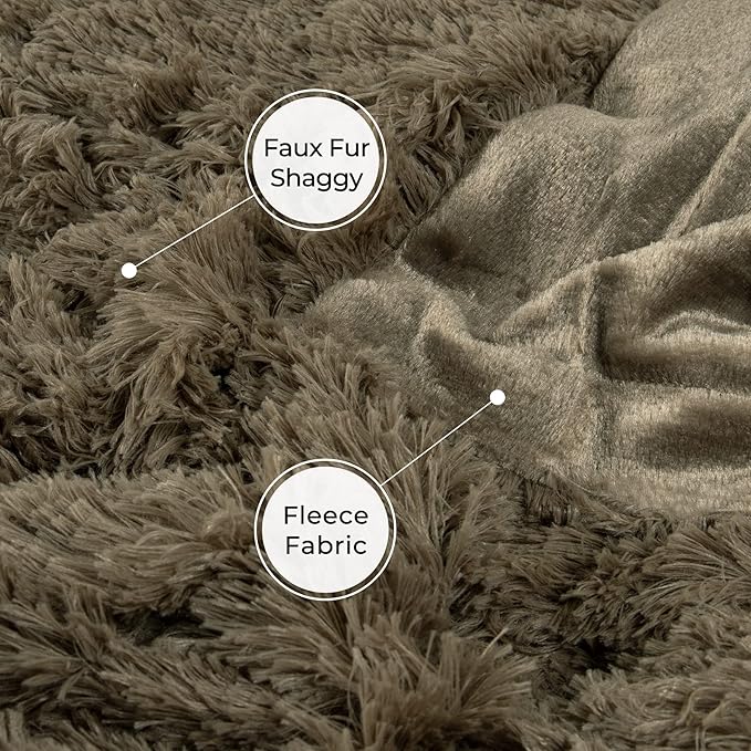 Tuddrom Decorative Extra Soft Faux Fur Throw Blanket 70"x78",Solid Reversible Fuzzy Lightweight Long Hair Shaggy Blanket,Fluffy Cozy Plush Fleece Comfy Microfiber Blanket for Couch Sofa Bed,Brown