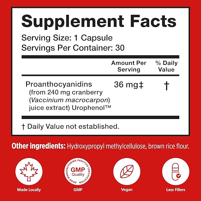 Utiva Cranberry PACs – Clinically Studied Ingredients 36mg PACs Extract - UTI Prevention for Women - Urinary Tract Health – Cranberry Supplement Pills for Bladder Health, 30 Vegi Capsules
