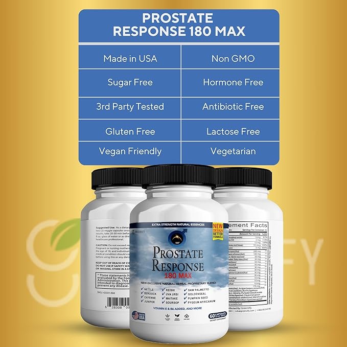 Prostate Response 180 Max Prostate Formula Supplements for Men Capsules, Health Supplements - Maximum Strength, All Natural to Support Normal & Healthy Function (1)