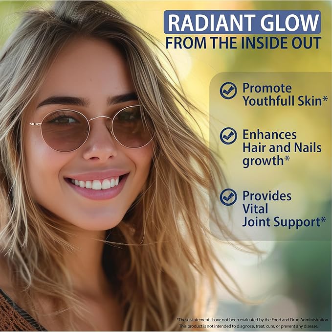 Biotin with Hyaluronic Acid, Keratin, and Collagen Supplements - Hair Growth Vitamins for Women and Men, Healthy Nails and Skin, B1, B2, B3, B6, B7 Complex, USA