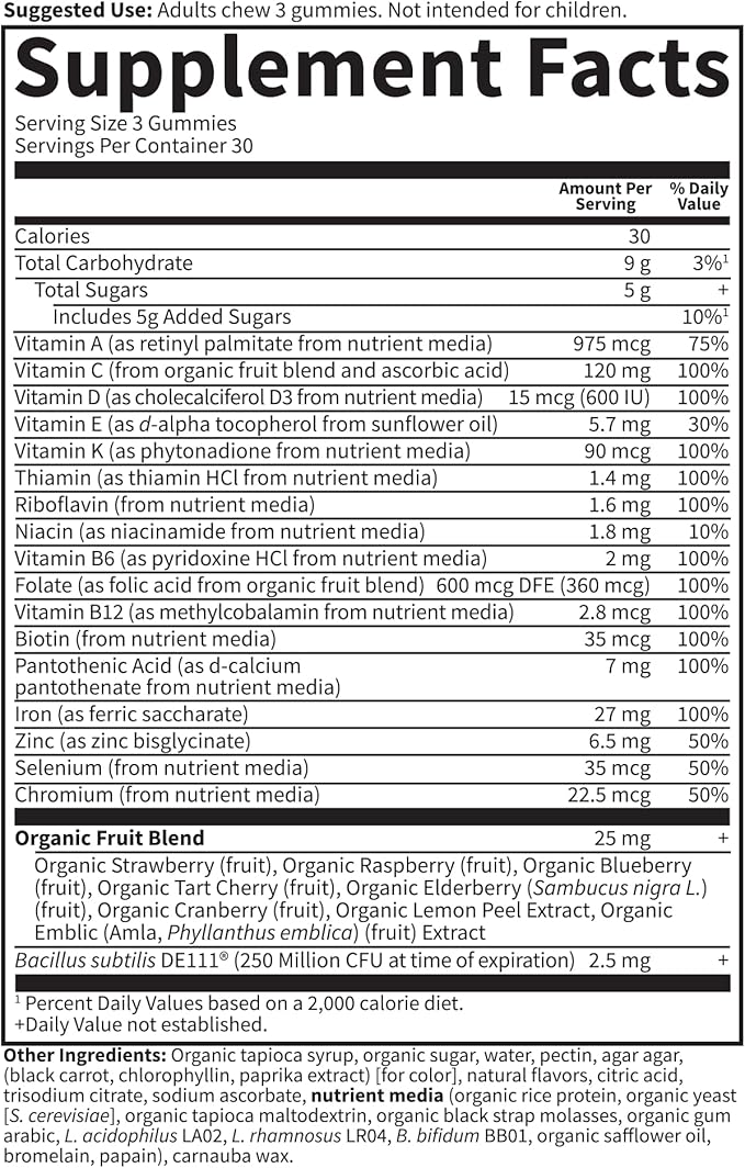 Garden of Life Prenatal Gummy Vitamins for Women with Iron: Folate, Biotin, D3 & Probiotics for Digestion, Vitamin Code Multivitamin, Non-GMO, Gluten-Free, 90 Cherry Lemonade Gummies, 30 Day Supply