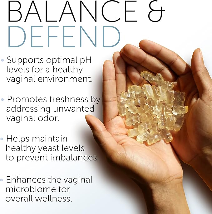 Vaginal Probiotics Gummies for Women | pH Balance & Odor Support | Prebiotics and Probiotics for Women | Female Vaginal Supplement for ph Balance and Vaginal Health | 60 Gummies