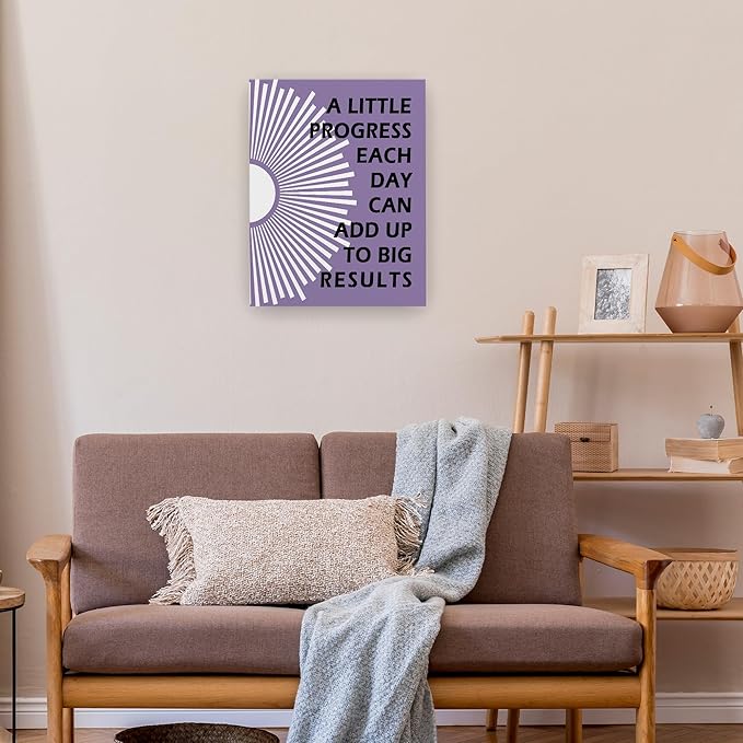 Pugwak Positive Affirmations Wall Decor Canvas Prints - Motivational Framed Canvas Sun Inspirational Taro Purple Wall Art Painting Artwork for Therapy Office Nursery Bedroom Decor Prints 11×14 Inch