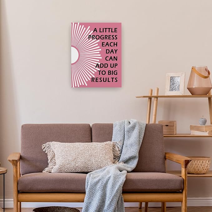 Pugwak Positive Affirmations Wall Decor Canvas Prints - Motivational Framed Canvas Sun Inspirational Raspberry Wall Art Painting Artwork for Therapy Office Nursery Bedroom Decor Prints 11×14 Inch