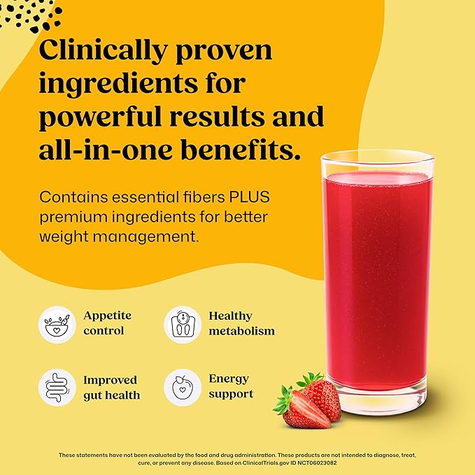 ColonBroom Premium Weight Management Supplement (Strawberry) - Colon Broom Psyllium Husk Fiber Powder Drink - Gluten Free, Non-GMO Colon Cleanse for Bloating Relief & Gut Health, 200 Servings