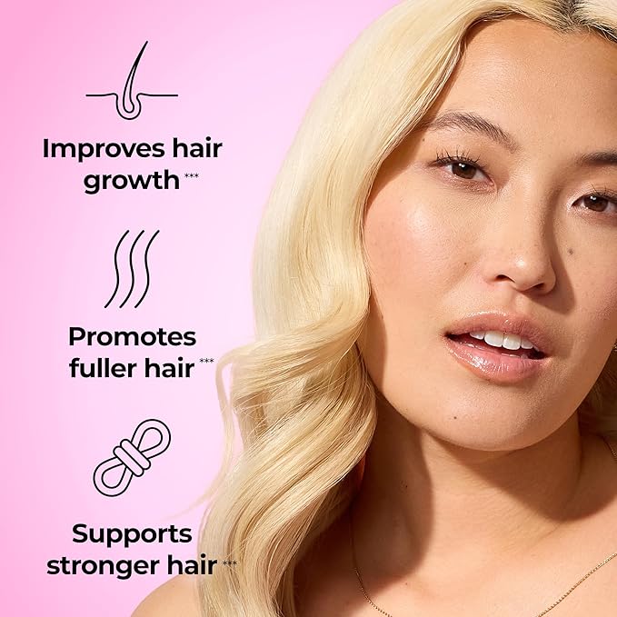 HUM Hair Strong Daily Hair Growth Supplement with Biotin, Zinc, Vitamin B12 to Support Growth, Folic Acid & Vitamin B12 Vitamins for Healthy Hair Support for Women and Men, 180 Vegan Capsules