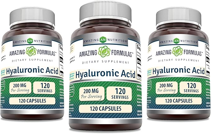 Amazing Formulas Hyaluronic Acid 200 Mg Per Serving Capsules Supplement | Non-GMO | Gluten Free | Made in USA (120 Count | 3 Pack)