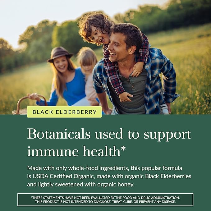 Gaia Herbs Black Elderberry(Sambucus Nigra) Syrup Extra Strength-Immune Support Supplement-Made with Organic Black Elderberries for Immune System-USDA Certified Organic Formula-3 Fl Oz(18-Day Supply)