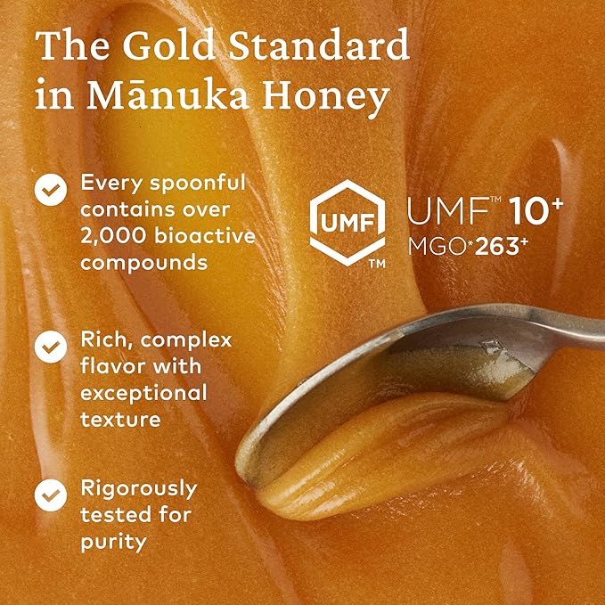 Comvita Manuka Honey UMF 10+ (MGO 263+) - Raw Manuka Honey New Zealand, Pure & Unpasteurized, Superfood for Immune Health, Use in Tea, Wild, Monofloral, Non-GMO - 250g (8.8 oz)