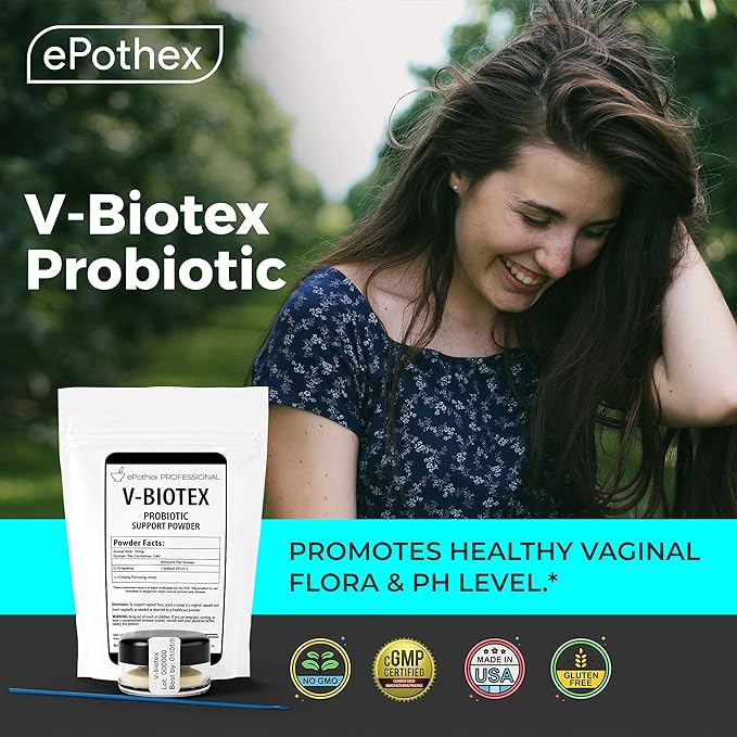 V-Biotex - Pure L. Crispatus Probiotic Powder | Vaginal Probiotic | Promotes Vaginal & Urinary Health | Yeast Infection & Bacterial Vaginosis Support | 240 Doses