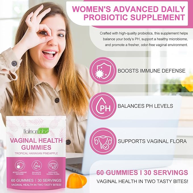 Vaginal Probiotics Gummies,Feminine Balance Gummies for Women,Womens Vaginal Health Supplement,Improve Immune,Promotion of Womens Health - 60 Gummies(2Pack)