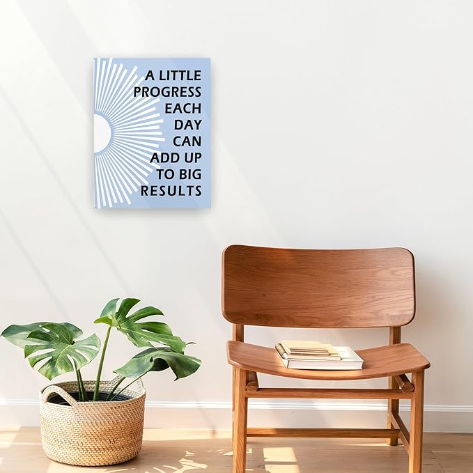 Pugwak Positive Affirmations Wall Decor Canvas Prints - Motivational Framed Canvas Sun Inspirational Blue Wall Art Painting Artwork for Therapy Office Nursery Bedroom Decor Prints 11×14 Inch