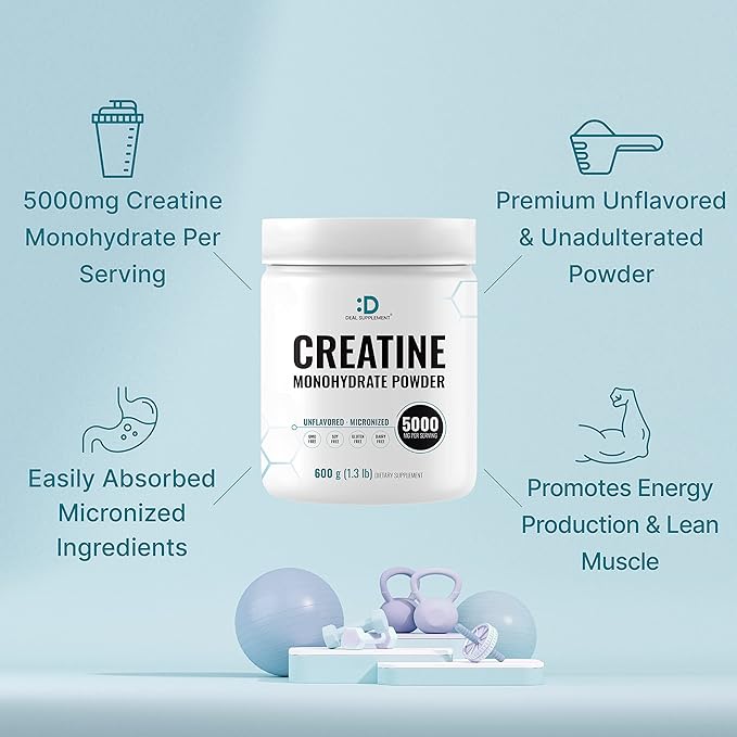 Instant Creatine Monohydrate Powder, 5g Per Serving – 120 Servings | Micronized, Unflavored, Fast Absorbing Formula | Supports Strength, Power & High-Intensity Training | Vegan, Keto, Non-GMO