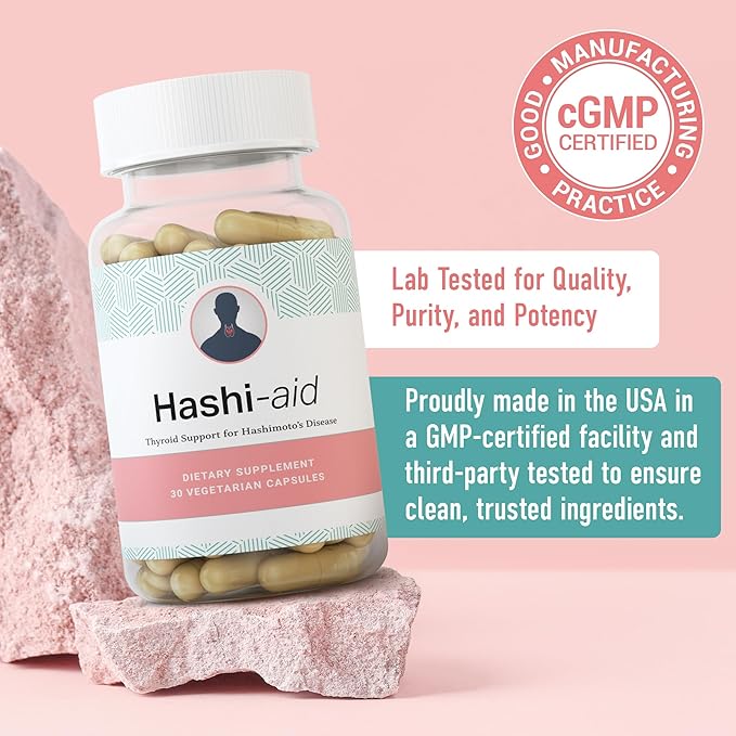 IBDassistโข Hashi Aid Thyroid Support for Women & Men - Thyroid Supplement for Hashimoto's Disease & Hypothyroidism* - Packed with Ashwagandha, Selenium, Zinc, Essential Vitamins & More - 30 Capsules