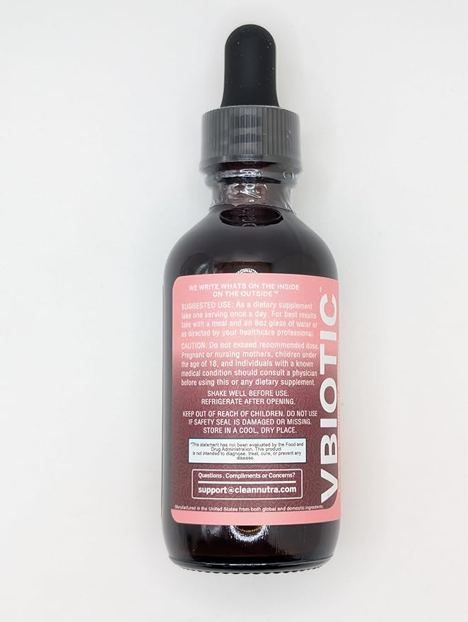 VBiotic Vaginal Probiotic for Women Liquid Drops | Womens Probiotics | Cranberry Uva Ursi Horsetail D-Mannose Prebiotics Marigold & Black Cohosh Vaginal Health Supplement | pH Balance | By Clean Nutra