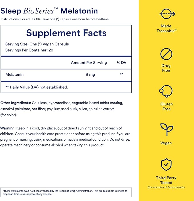 Ritual Sleep BioSeries Melatonin – Time-Released Sleep Aid for Adults – Vegan, Drug-Free Supplement – 20 Capsules