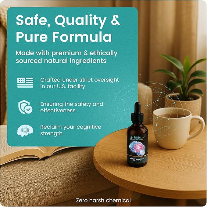 Pineal Guardian X - Rapid Pineal Gland Decalcification Drops for Cognitive Health Support - Brain Supplement to Keep Cognitive Function, Memory and Focus in Top Shape - 60ml