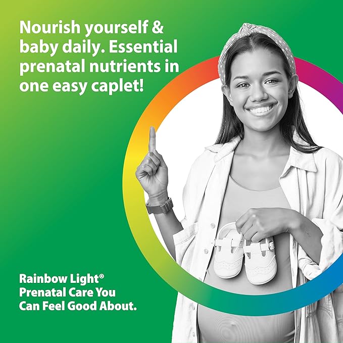 Rainbow Light High-Potency Prenatal One Multivitamin, Prenatal Health Multivitamin Supports Mom's Health and Baby's Development, With Vitamin C, Vegan, 30 Count