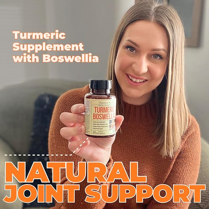 Turmeric Curcumin Supplement with Boswellia Serrata, Ginger Root, Organic Turmeric Powder & Black Pepper - 95% Curcuminoids Turmeric Supplement with Boswellia Extract - Gluten Free Tumeric Caps 2-Pack