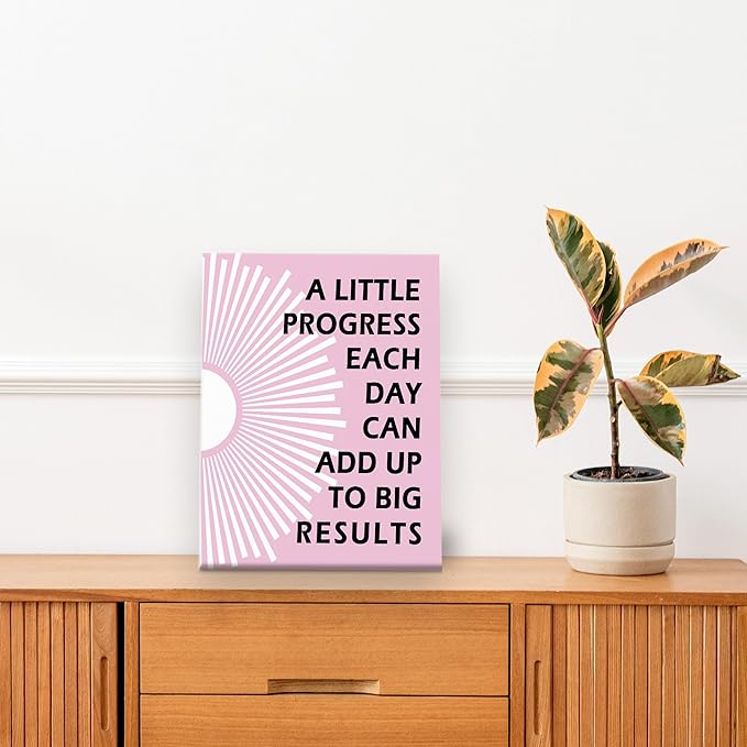 Pugwak Positive Affirmations Wall Decor Canvas Prints - Motivational Framed Canvas Sun Inspirational Light Pink Wall Art Painting Artwork for Therapy Office Nursery Bedroom Decor Prints 11×14 Inch