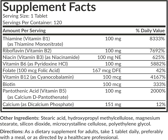 Futurebiotics Super B 100 Sustained Release Vitamin B Complex Non-GMO, 120 Vegetarian Tablets